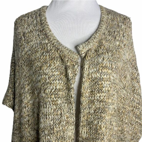 Pure Jill Wool Alpaca Cardigan Sweater Vest L/XL Brown Chunky Knit Cream Pockets - Picture 2 of 7